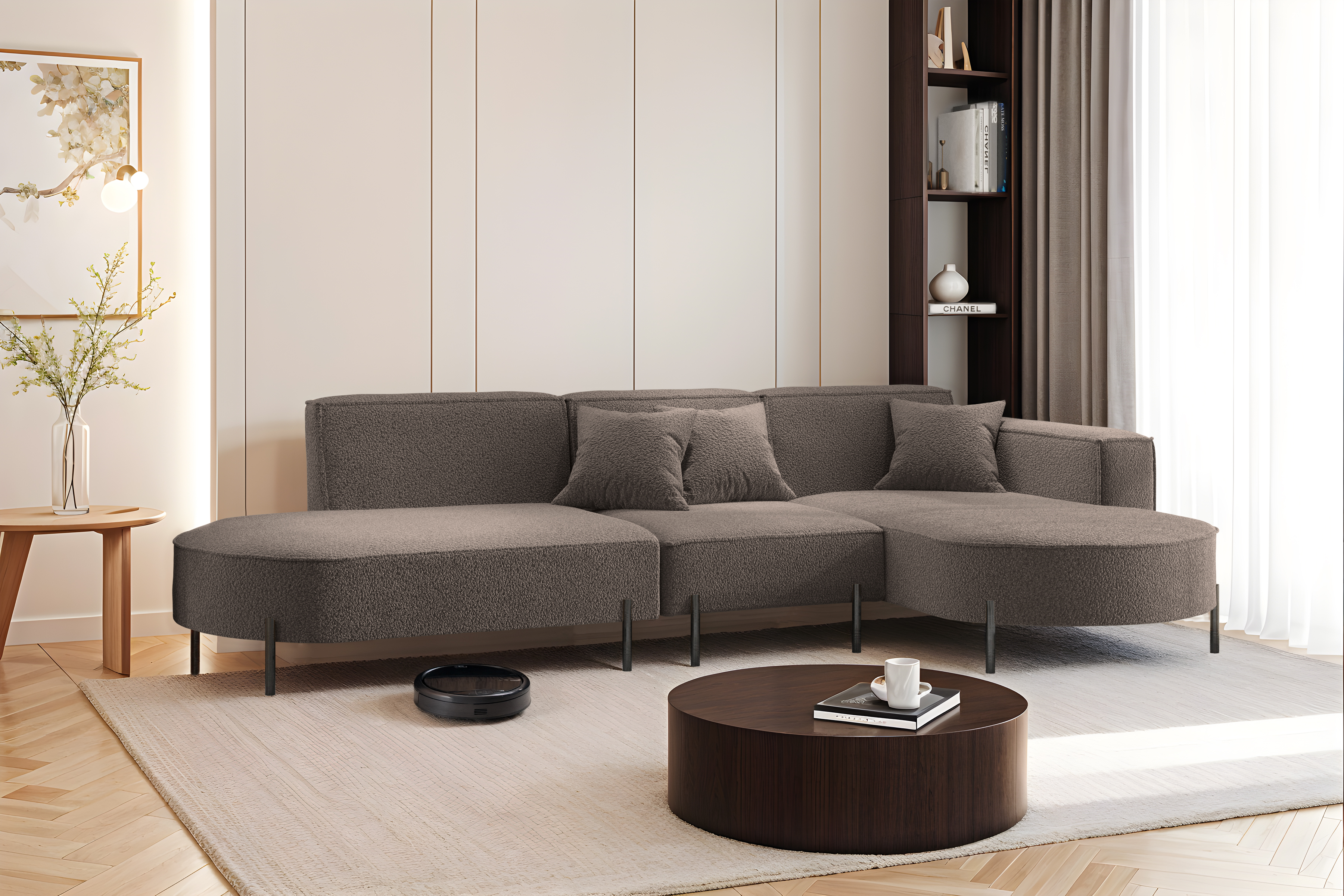 Parma L Hills Ecksofa L-Form Quelle Braun